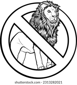 vector illustration of Lion Logo Monochrome Design Style
