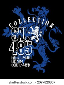 Vector illustration of lion in medieval style. Art with text for print on t-shirts, posters, etc...