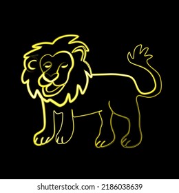Vector illustration of lion with neon effect.