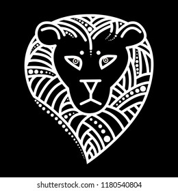vector illustration lion on black background