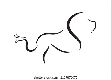 Vector illustration of lion painted with simple lines. Symbol of wild animal and safari.