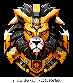 vector illustration of lion robot