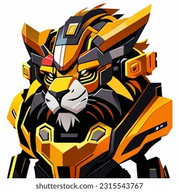 vector illustration of lion robot