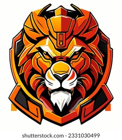 vector illustration of lion robot cartoon