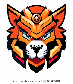 vector illustration of lion robot cartoon