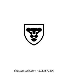 Ilustración vectorial de un león y escudo para un icono, símbolo o logotipo. logotipo de león