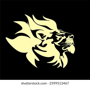 Vector illustration of a lion. Silhouette in backlight. Handmade without artificial intelligence