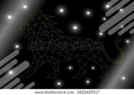Vector illustration of a lion silhouette formed by golden lines and dots in a polygonal or connected-network art style, surrounded by glowing stars against a dark night sky background. This design conveys strength, elegance, and a modern aesthetic, and is fully editable—colors, sizes, and element arrangements can be customized to fit any project. Perfect for Leo zodiac themes, strength symbols, logos, decorations, space-themed content, posters, t-shirt prints, and various other graphic design elements. The vector format ensures the image remains sharp and high-quality at any size or resolution.