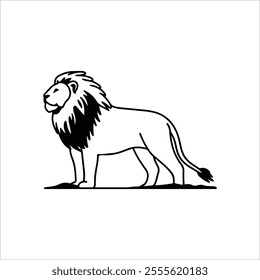 Vector illustration of a lion standing in grass