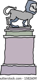 Vector illustration of lion statue on a pillar