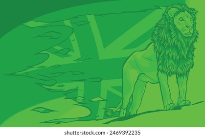 vector illustration of a Lion swith British Great Britain union jack flag