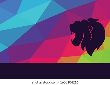 Vector Illustration of Lion Wildlife Animal with Rainbow Background. This is Good for Layout, Posters and More.