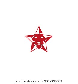 ilustración vectorial de la cara de un león y una estrella para un icono, símbolo o logotipo. logotipo de plantilla de león