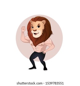 
vector illustration of a lion's head with a muscular body posing like a bodybuilder. can be used as a design instrument or also as a mascot or logo of a gym or bodybuilding community.