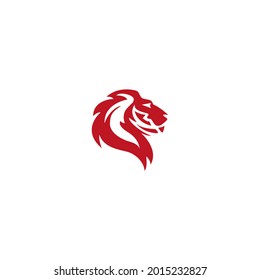 Vector illustration of a lion's head seen from the side for a logo. lion logo flats. logo template