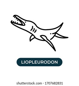 Vector illustration liopleurodon cartoon icon use black color with line design style