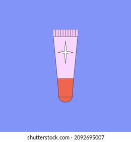 Vector illustration of lip balm. Beauty products and online shopping. Korean cosmetics. Can be used as illustration in magazine, banner, social media, highlights, typographic design. Skin care concept