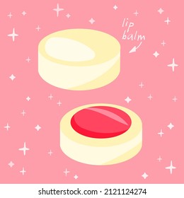 Ilustración vectorial del balmo labial. Caricatura estilo lindo. Cosméticos coreanos. Concepto de cuidado de la piel. Productos de belleza.