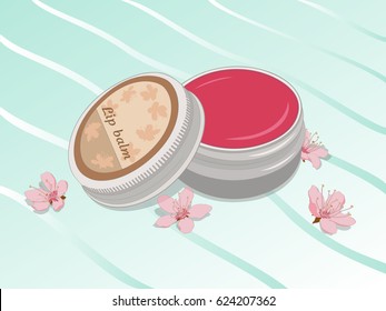 Vector Illustration Of A Lip Balm In A Tin Container