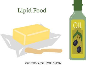 Vector illustration of a lipid food, olive oil and butter