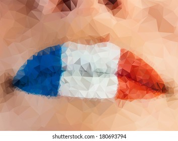 Vector illustration of lips consisting of triangles