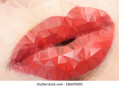 Vector illustration of lips consisting of triangles