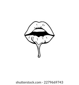 vector illustration of lips with drooling