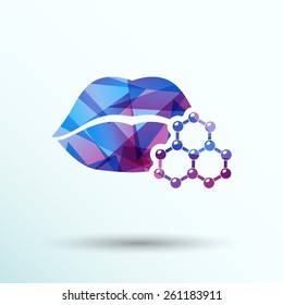 Vector illustration of lips on white background.