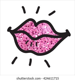 Vector illustration of lips on white background. Element for design.