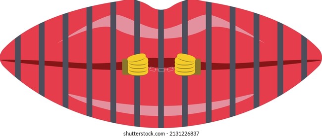 vector illustration of lips and prison. suitable for workplace bullying concept poster.