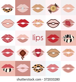 vector illustration / lips set / icons collection