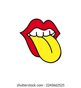  vector illustration of lips sticking out tongue
