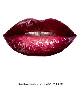 Vector illustration of lips in style Low Poly.