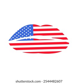 Vector illustration of lips symbol from the collection of American flag-themed icons. A celebration of American culture and identity. Independence Day celebrations, a decorative element in an American