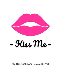 Vector illustration of lips with the words kiss me