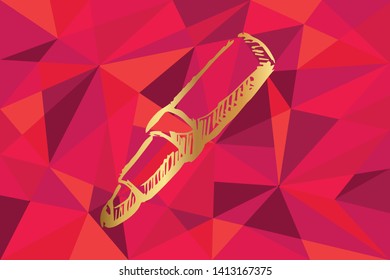 Vector Illustration of Lipstick Icon with Red Polygon and Geometric. Graphic Design for Template, Layout, Background, Poster and More. 