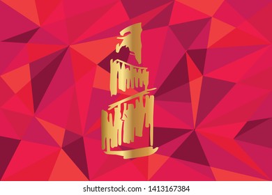 Vector Illustration of Lipstick Icon with Red Polygon and Geometric. Graphic Design for Template, Layout, Background, Poster and More. 