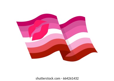 Vector illustration of the Lipstick Lesbian flag on white background. LGBT symbols topic.