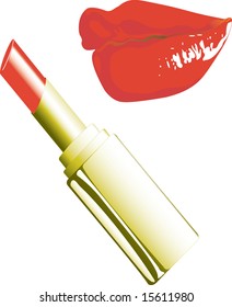 Vector illustration of Lipstick and lips
