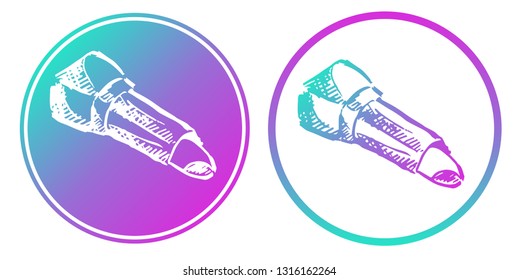 Vector Illustration of Lipstick Makeup with Gradient Circle Blue and Violet. Logo, Sticker and Icon for Graphic Design.