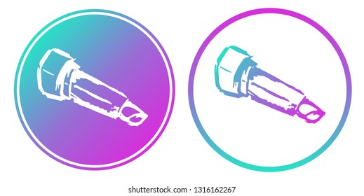 Vector Illustration of Lipstick Makeup with Gradient Circle Blue and Violet. Logo, Sticker and Icon for Graphic Design.
