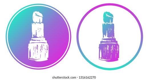 Vector Illustration of Lipstick Makeup with Gradient Circle Blue and Violet. Logo, Sticker and Icon for Graphic Design.