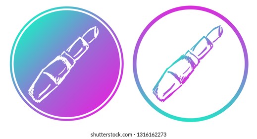 Vector Illustration of Lipstick Makeup with Gradient Circle Blue and Violet. Logo, Sticker and Icon for Graphic Design.