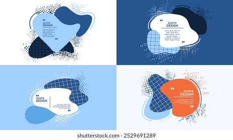 Ilustração vetorial. Bolhas líquidas com contorno e pontos de meio-tom. Conjunto de banner de composição de tema de cores de inverno. Composição de formas trançadas azuis. Elementos de design de banner da Web, modelo de site