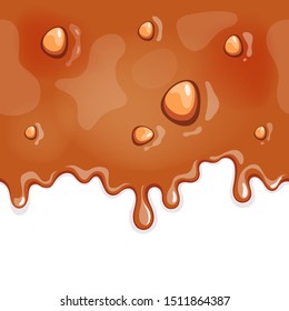 Vector illustration of liquid caramel which is flowing down