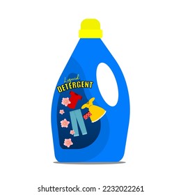 Vector illustration: Liquid detergent for washing clothes in a bottle