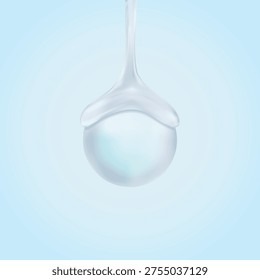 Vector illustration of liquid droplet absorbing into super absorbent polymer bead. Concept of moisture absorption technology used in diaper and sanitary pad hygiene materials