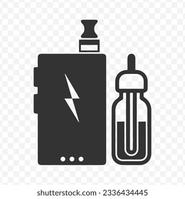 Vector illustration of liquid e-cigarette icon in dark color and transparent background(PNG).