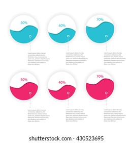 Vector illustration of Liquid infographic. Set 1. Water infographic. Set of colorful circle for infographics. EPS10