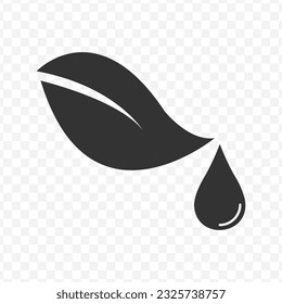 Vector illustration of liquid from the leaves icon in dark color and transparent background(PNG).